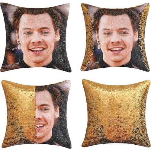 Magic Harry Styles Sequin Pillow Cover, Two Color Changing Pillowcase Mermaid Pillow Funny Gag Gifts for Her Him