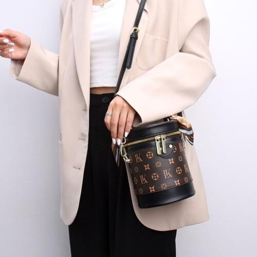 Cheap Womens Bag 2021 Hit Trend Printing Vintage Bucket Top Handle Bags Leather Fashionable Brand Luxury Purses and Handbags
