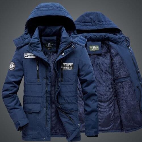 Winter Thicken Parkas Jacket Men Hoody Zipper Coat Cotton Warm Outwear Windbreaker Casual Oversized Military Jackets Men