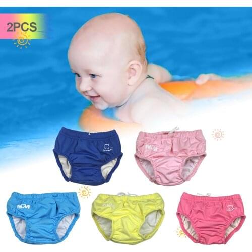 2PCS Baby Breathable Swimming Trunks Leak-proof Swimsuit Waterproof Training Pants for Baby Boys Girls