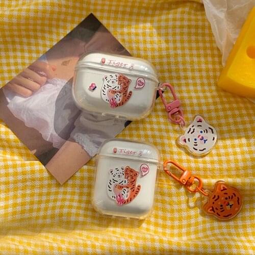 Ins Art Animal Tiger Clear Earphone Cases For Apple Airpods Pro Cases Wireless Headphone Silicone Cover For Airpod 2/1 Pro Capa