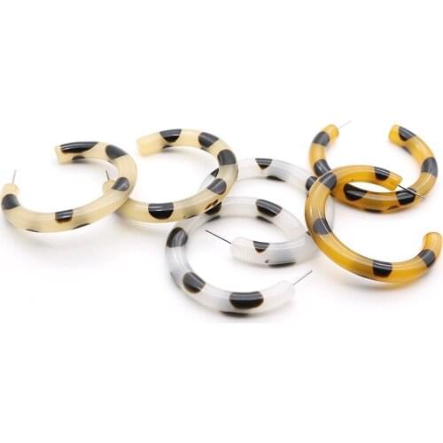 UJBOX Japanese Korean Fashion Leopard Polka Dot Earrings Women Resin Acetate Hoop Earrings Ear Jewelry Acrylic Earrings