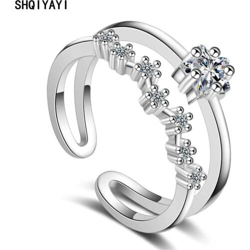 SHQIYAYI Adjustable Size Rings for Women Female Ladies Cubic Zirconia Cocktail Party Fashion Jewelry Gift Accessories 240