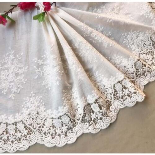 20Yards Embroidery Lace Trim Exquisite Cotton 100% Cloth DIY Accessories Fabric 36cm Width for Sewing Handcrafts Free Shipping