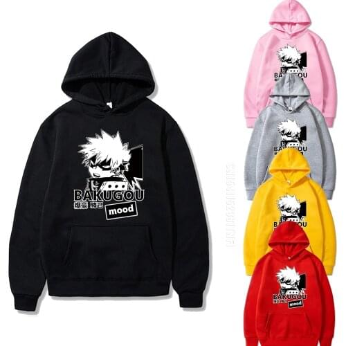 Anime My Hero Academia Bakugou Katsuki Hoodies Men Women Streetwear Daily Casual Hooded Tops Harajuku New Sports Hoodie