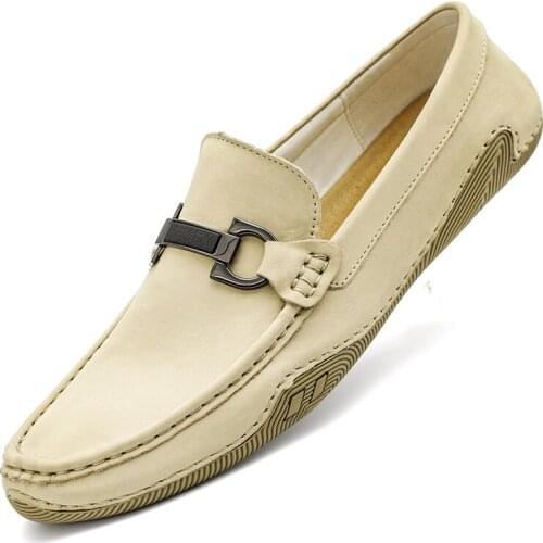 Top Layer Cowhide Casual Peas Shoes Loafers Flat Heels Simple Convenient Fashion Trend Soft Delicate Mens Shoes