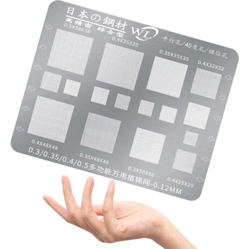 Universal Multi Function Planting Tin Mesh BGA Reballing Stencil Template 0.3/0.35/0.4/0.5 Square hole IC Chip BGA repair tool