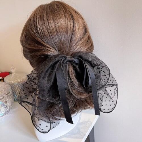 Women Elegant Fashion Bowknot Hair Clip Headdress Crystal pearls Spring Clip Hairpin Headwear Hari Accessories