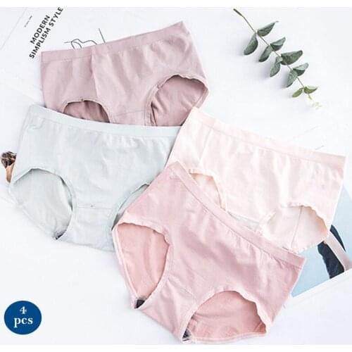 Female Cotton Briefs High Quality Breathable Womens Underwear 4 Colors Comfortable Solid Cotton Panties Sexy Briefs Lingerie