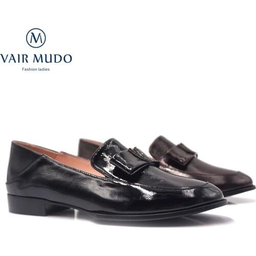 VAIR MUDO Women Pumps Shoes Casual Low Heel Mules Thick Heels Shoes Genuine Leather High-end handmade Spring Summer Autumn D70