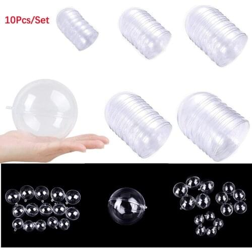 10 Balls Christmas Tress Decoration Clear Round Mould Transparent Plastic Home Decor Wedding Candy Bauble Garden Hang Ornament