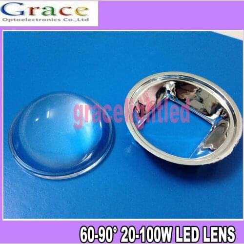 10pcs 60-90 degreen led Lens + Reflector Collimator for 20W 30W 50W 70W 100W High power led