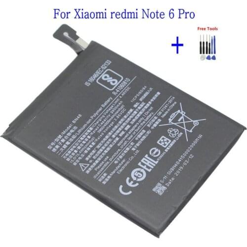 1x BN48 4000mAh Replacement Battery For Xiaomi redmi Note 6 Pro BN48 Batteries Red rice Note 6 Pro Battery + Repair Tools Kit