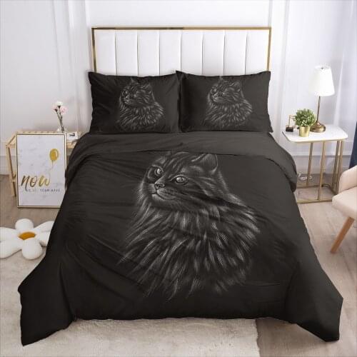 3D Bedding set Comforter duvet Cover Pillowcases Luxury Bed linens Bed set Queen King Europe Russia Size Black Cat