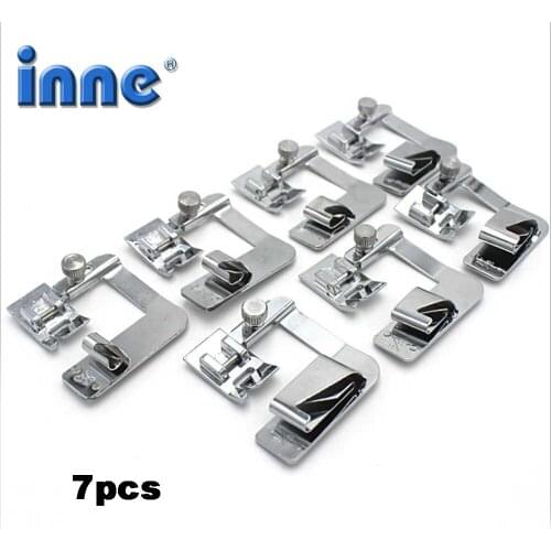 7PC 6/9/13/16/19/22/25mm Sewing Machine Foot Presser Foot Rolled Hem Feet Accessories Parts