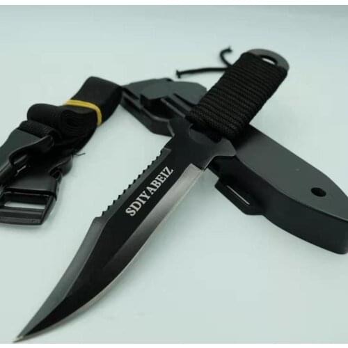 8.6'' Fixed Blade Knives 7CR14Mov Blade Steel Handle Straight Knives Camping Tactical Knife Pocket EDC Survival Hunting Knife
