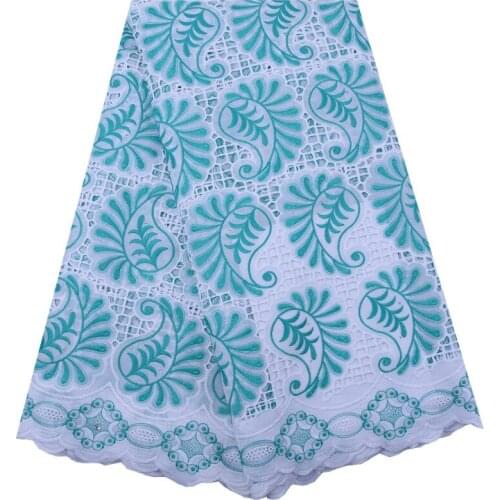 Kalume 2020African Dry Lace Fabric Cyan Swiss Cotton Lace Fabric Nigerian Stoned Voile Lace In Switzerland For Party Dress F1833