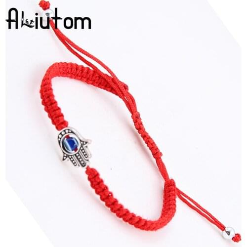 ALIUTOM 1Pc Red String Hamsa Hand Evil Eye Lucky Kabbalah Boho Festival Chic Bracelet