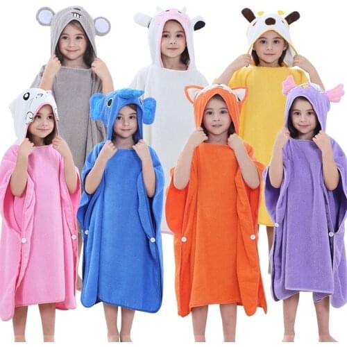 Childrens animal hooded absorbent bathrobe pajamas cotton cartoon anime cute baby absorbent bathrobe boy girl beach towel bath