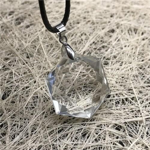 Free shipping Natural Pure White crystal big satellite pendant facets with rope free shipping