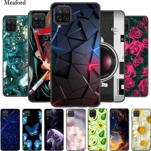 For Samsung A12 Case Black Bumper Silicone TPU Soft Phone Cover For Samsung Galaxy A12 A125F A 12 Case Cartoon Funda 2021