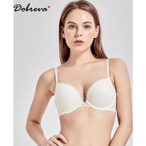 DOBREVA Womens Push-up Plunge Padded Underwired Bra