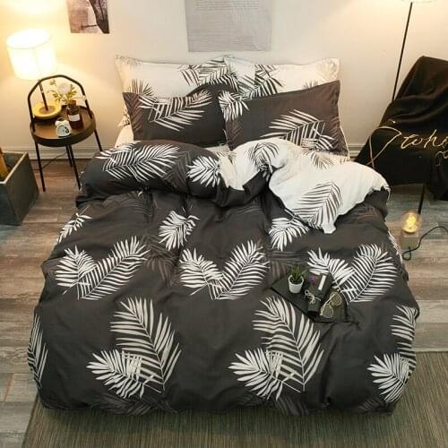 Home Textiles Jungle Of Leaves Pattern Kid Child Teen Girl Bedding Set White Duvet Cover Pillowcase Flat Sheets Twin Queen King