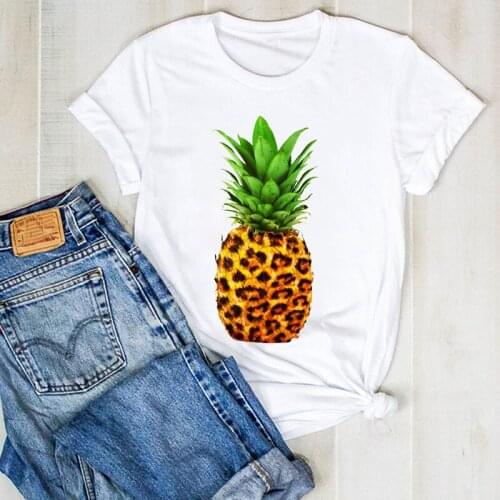 Women Lady Pineapple Leopard Fruit Sweet Beach Print Ladies Summer T Tee Tshirt Womens Female Top Shirt Clothes Graphic T-shirt