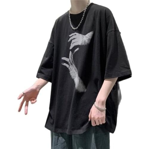 Camiseta gran tamaño estilo coreano para hombre, ropa calle de Hip-Hop, estampado Ulzzang, manga corta, para parejas, Kpop, 2020