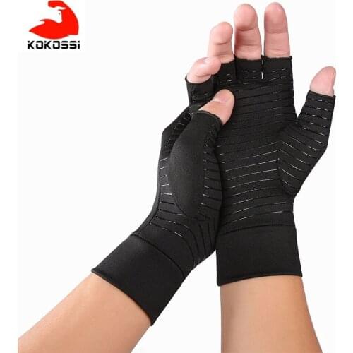 KoKossi 1 Pair Compression Arthritis Gloves for Women Men Joint Pain Relief Half Finger Brace Therapy Wrist Support Anti-slip