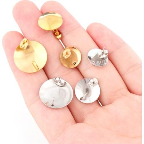 Lacoogh Stainless Steel Earring Stud Gold Circular Arc Drop Earrings Base Connectors Linker For DIY Jewelry Making Accessories