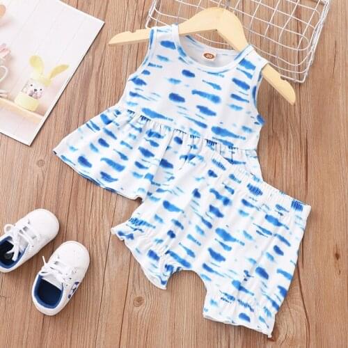 Summer Baby Sets Baby Clothes Sets 2 Pcs Tie Dye Sleeveless Tops+short Pants Cotton Casual Infant Clothes Girls Clothes 0-18M