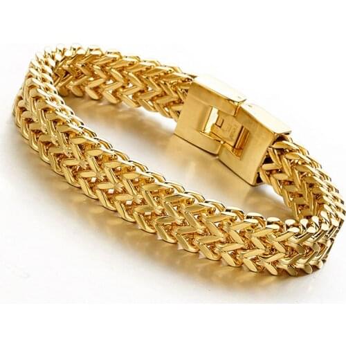 Fashion Gold Bracelets For Men Women Stainless Steel Curb Cuban Link Bracelet Best Friend Cuff Bangle Father Gift
