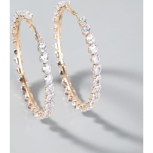 JIJIAWENHUA 2021 New Large Hoop Earrings Copper Inlaid Zircon Female Earrings Dinner Fashion Jewelry Accessories