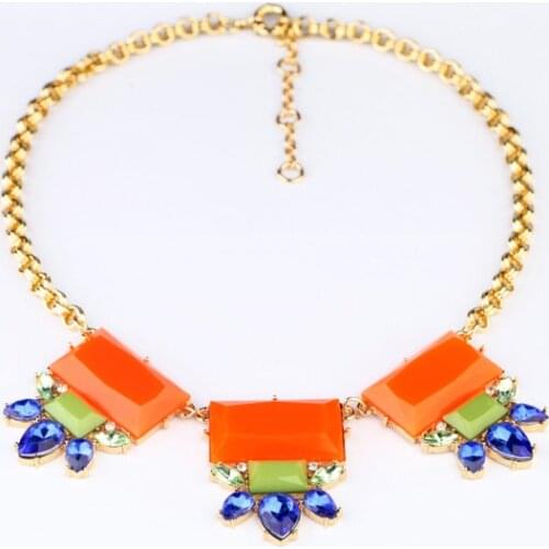 Bulk Price Summer Holiday Orange Geometric Acrylic Stone Pendants Necklace For Women Fashion Jewelry