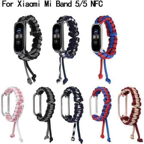 Parachute Cord Adjustable WatchStrap For Xiaomi Mi Band 5/5 NFC Replacement WristBand Sport Bracelet For Xiaomi Mi Band 5 Strap