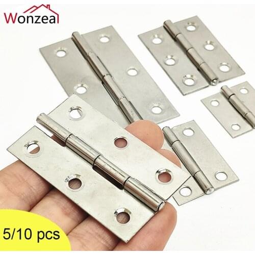 Stainless Steel Flat Hinge Cabinet Doors Windows Hinge Wooden Box Mini Silver Hinge Decoration Hardware Furniture Fittings