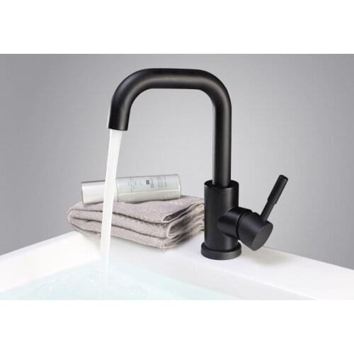 Factory sales Single Handle Bathroom Sink Faucet Stainless Steel Basin Mixer Taps,black Finish