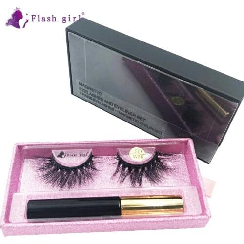 Flash Girl 5D-W series W 36 mink magnetic eyelashes and eyeliner suit natural and soft eyelashes