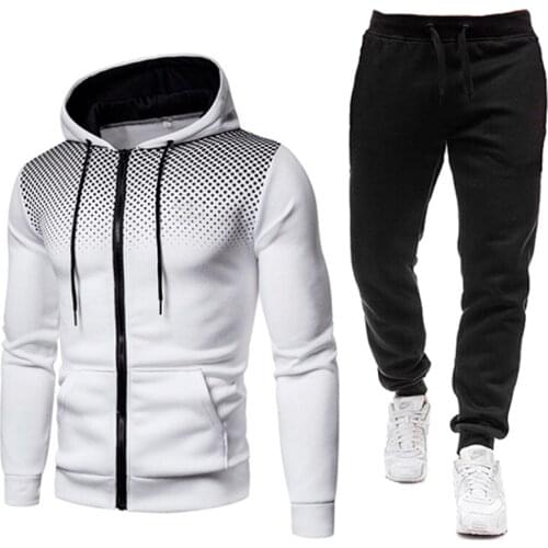 Tracksuit Men Set Two Pieces Man Sportswear Zipper Hoodie Pants Sport Suits Casual Sweatshirt Sweatpants Jogger Run Gym Workout