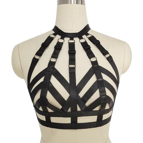 Body Harness Bra Black Strappy Top Caged Strap Bondage for Women Soft Lingerie Punk Gothic Plus Size festival Rave
