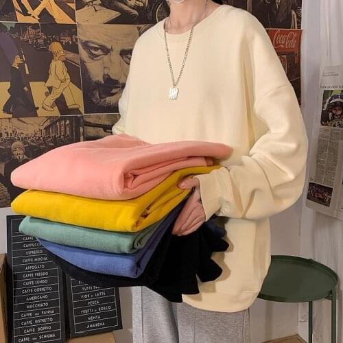 2021 Autumn men and women Hoodies Oversize Female Loose Cotton Solid Thicken Warm Men Sweatshirts