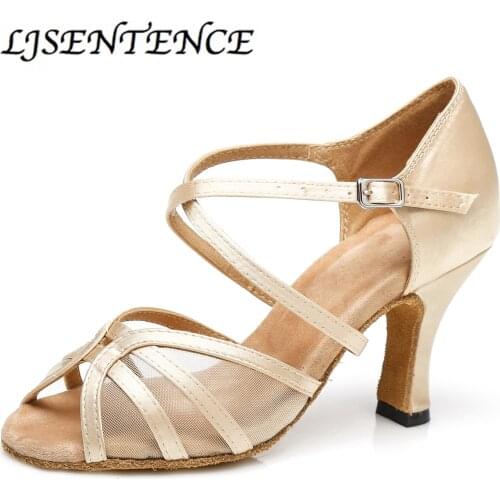 Latin dance shoes Women Satin with Mesh Skin Black wide thin high low heel 6cm 9cm 10cm Salsa Performance Ballroom dancing shoes