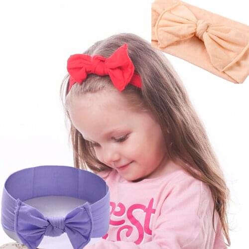 Baby Girl Turban Hair Bows Headband For Children Big Bow Nylon Headbands For Girls Kids Elsatic Hair bands Baby Accessories Soft