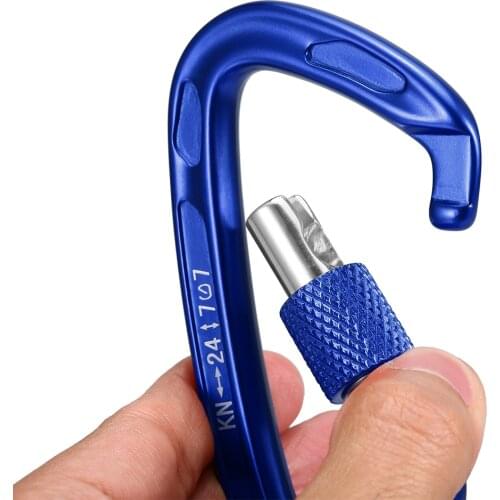 24KN Screw Locking Gate Carabiner Heavy Duty D-shape Buckle Pack D-ring Carabiner Climbing Rappelling Canyoning Hammock Locking