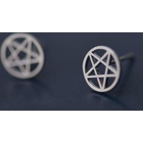 Flyleaf 925 Sterling Silver Earrings Hollow Pentagram Star Stud Earrings For Women Simple Girl Sterling-silver-jewelry