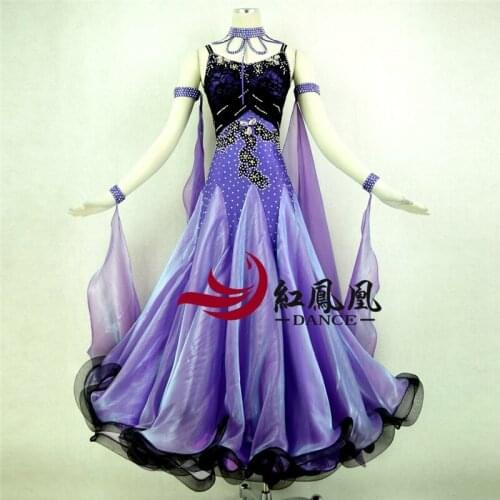 Women Standard Ballroom Dresses Girls Long Sleeve Lycra Stretchy Dancing Costume Adult Waltz Ballroom Competition Dance Dress