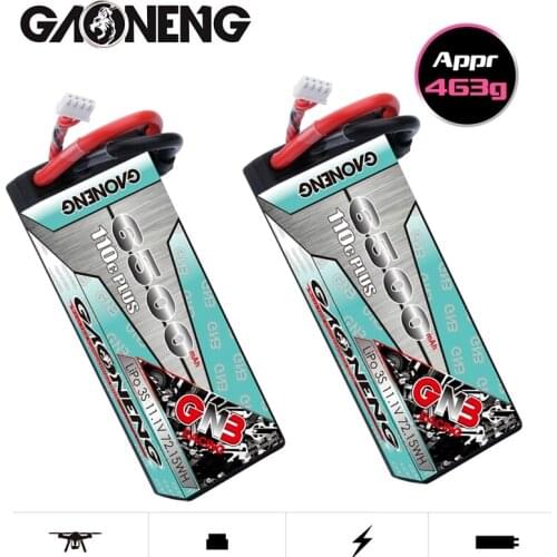 1/2PCS GNB 11.1v 6500mAh 110C PLUS LiPo Battery For remote control Car Racing Spare Parts With Shell Upgrade LiHV 3S Battery