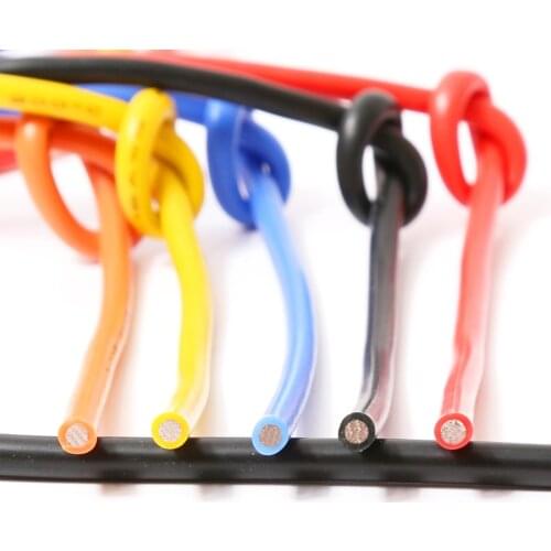 1meter Red+1meter Black Silicon Wire 12AWG 13AWG 14AWG 16AWG 18AWG 20AWG 22AWG Heatproof Soft Silicone Silica Gel Wire Cable