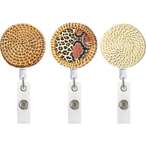 1pc New Rattan Woven Retractable Nurse Badge Reel Clip Badge Holder Students Doctor Id Card Holder Lanyard Enfermeria Accesorios